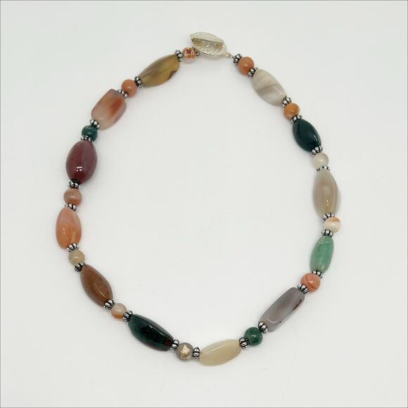 Handmade Beaded Necklace Neutral Natural Colors Western Artisan Hand Crafted - Picture 1 of 3